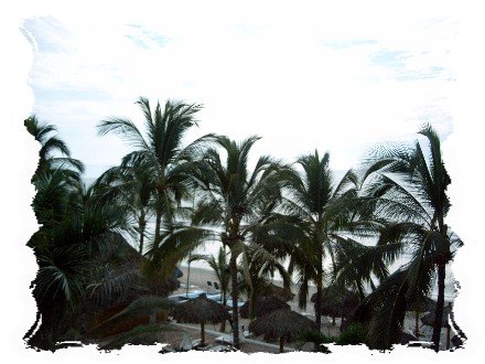 Looking out a room towards the ocean